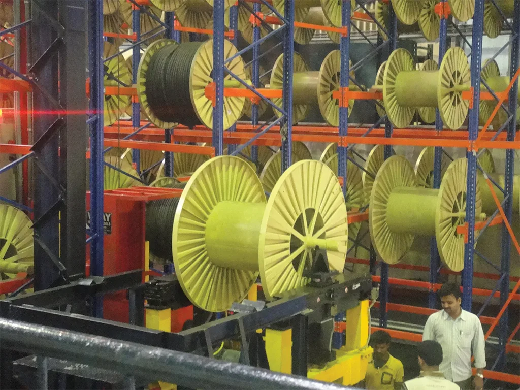 Automated storage retrieval system integrated with warehouse management software for seamless operations.