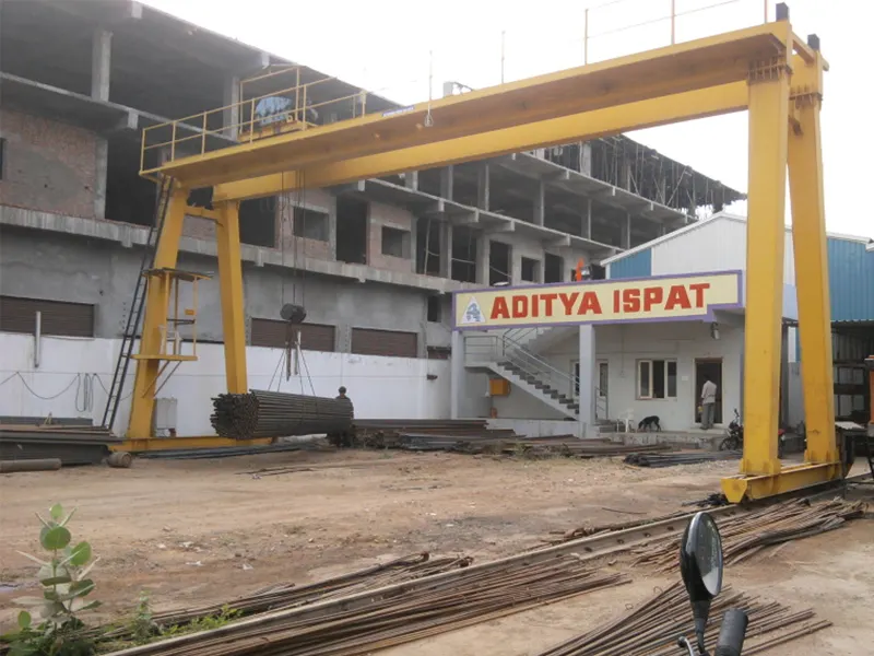 Double girder Goliath crane used in a heavy machinery factory
