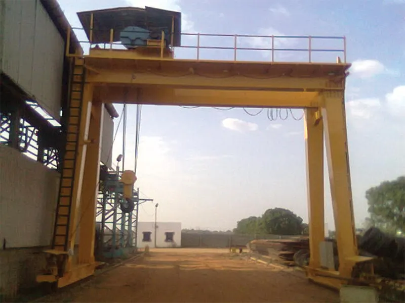 Outdoor Goliath crane operating at an infrastructure project site