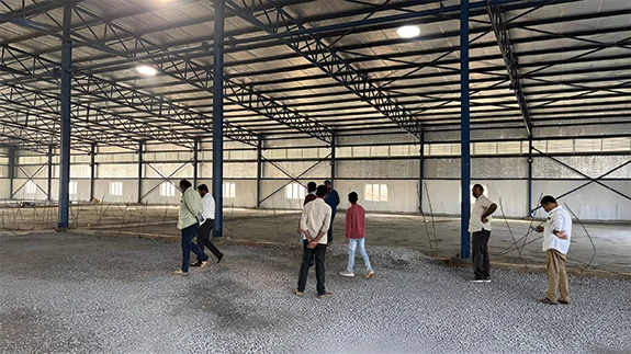 Pre-engineered steel structure for industrial warehouse construction