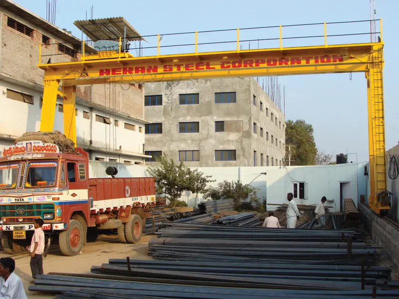 Single girder Goliath crane used for light-duty industrial lifting