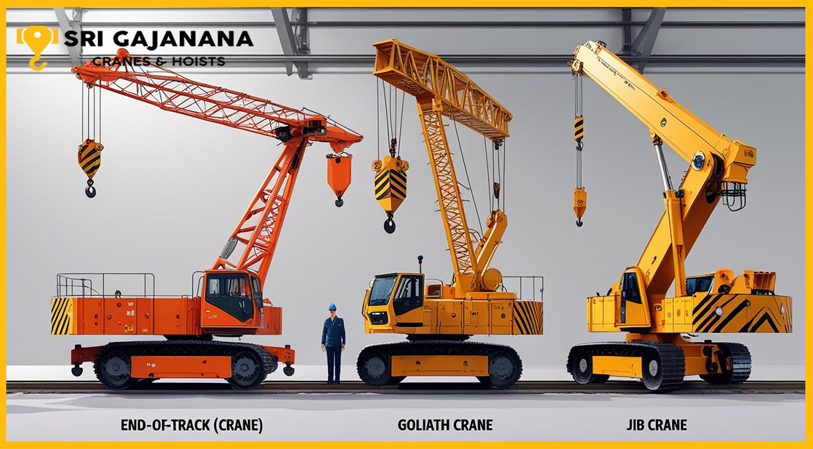 EOT vs Goliath vs Jib Crane: How to Choose the Right One 2 EOT Crane, Goliath Crane, and Jib Crane comparison for material handling