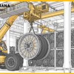 Industrial cable drum storage system for safe cable handling by Sri Gajanana Cranes in Hyderabad, India, and Dubai