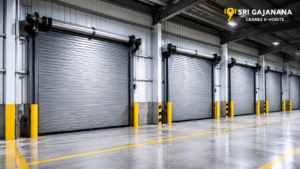Heavy-duty counter balance rolling shutters installed in an industrial warehouse by a trusted Counter Balance Shutters Supplier in India.
