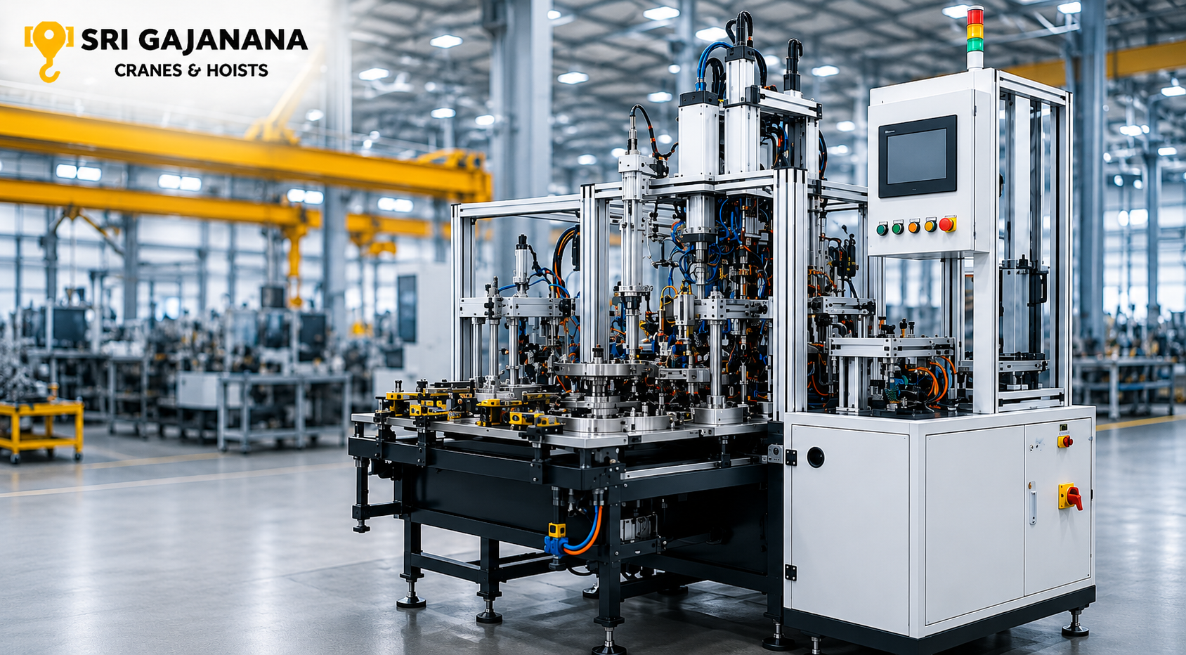 Best SPM Machine Manufacturer in India offering customized Special Purpose Machines for industrial automation by Sri Gajanana Cranes.