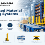 Automated Material Handling Systems in India featuring ASRS, stacker cranes, conveyors, lifting equipment, and goods lifts.